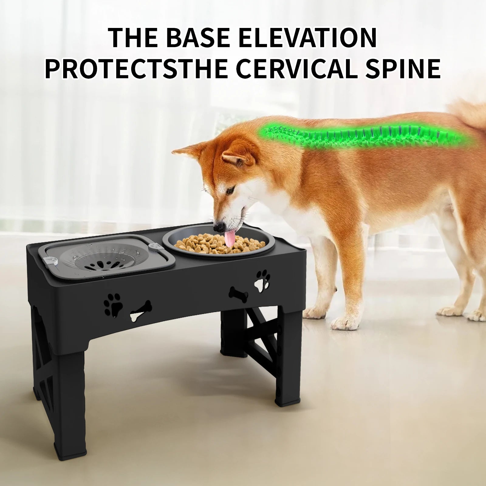 3-in-1 Adjustable Pet Feeder –Slow Feed & Foldable Bowl Adjustable Height Suitable For Pets Of Different Heights - Paw Care USA