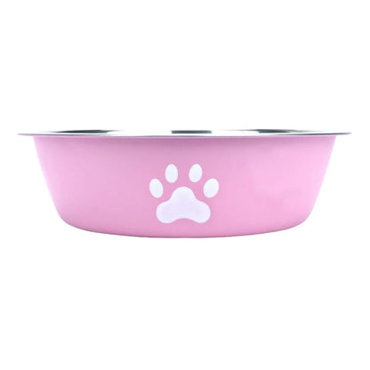 Large Stainless Steel Non-Slip Dog Bowl Pet Feeder with Cute Paw Design for Cats & Dogs - Paw Care USA