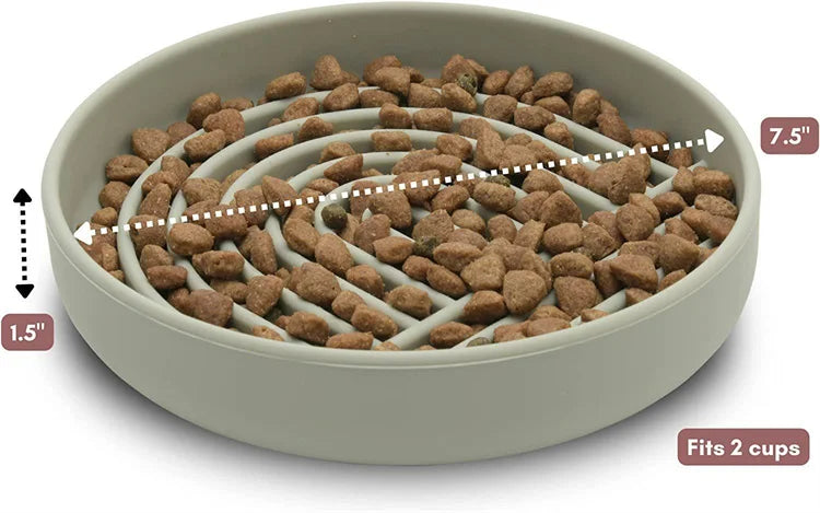 Anti-Slip Slow Feeder Bowl – Anti-Knockover Silicone Food Plate for Cats & Puppies - Paw Care USA