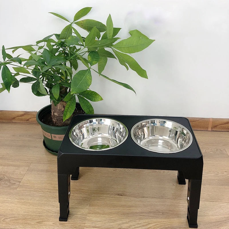 Adjustable Elevated Dog Feeder Double Stainless Steel Bowls for All Sizes - Paw Care USA