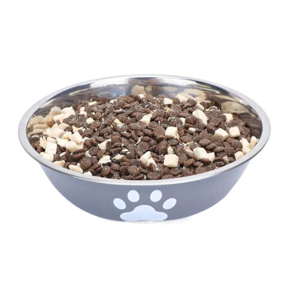 Large Stainless Steel Non-Slip Dog Bowl Pet Feeder with Cute Paw Design for Cats & Dogs - Paw Care USA