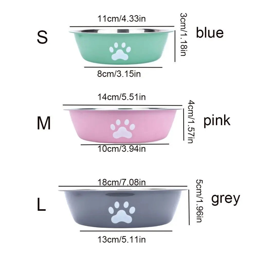 Large Stainless Steel Non-Slip Dog Bowl Pet Feeder with Cute Paw Design for Cats & Dogs - Paw Care USA