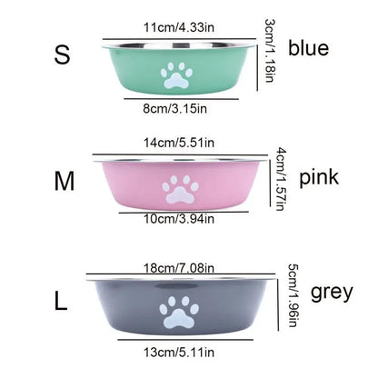 Large Stainless Steel Non-Slip Dog Bowl Pet Feeder with Cute Paw Design for Cats & Dogs - Paw Care USA