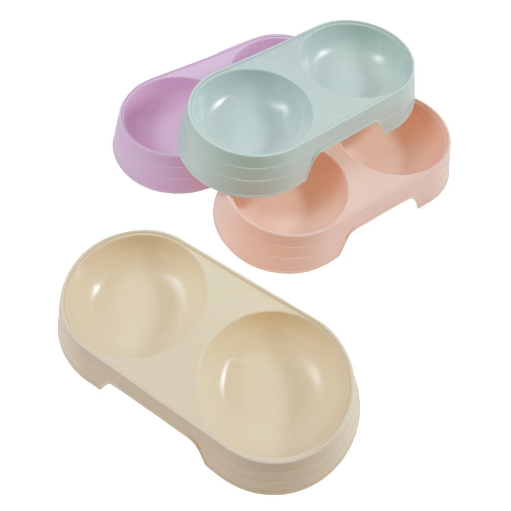 Pet Bowl Plastic Cat and Dog Double Bowl Pet Supplies - Paw Care USA