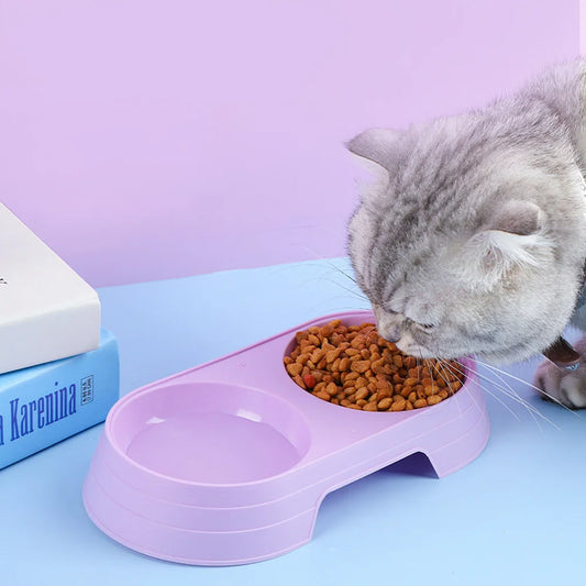 Pet Bowl Plastic Cat and Dog Double Bowl Pet Supplies - Paw Care USA
