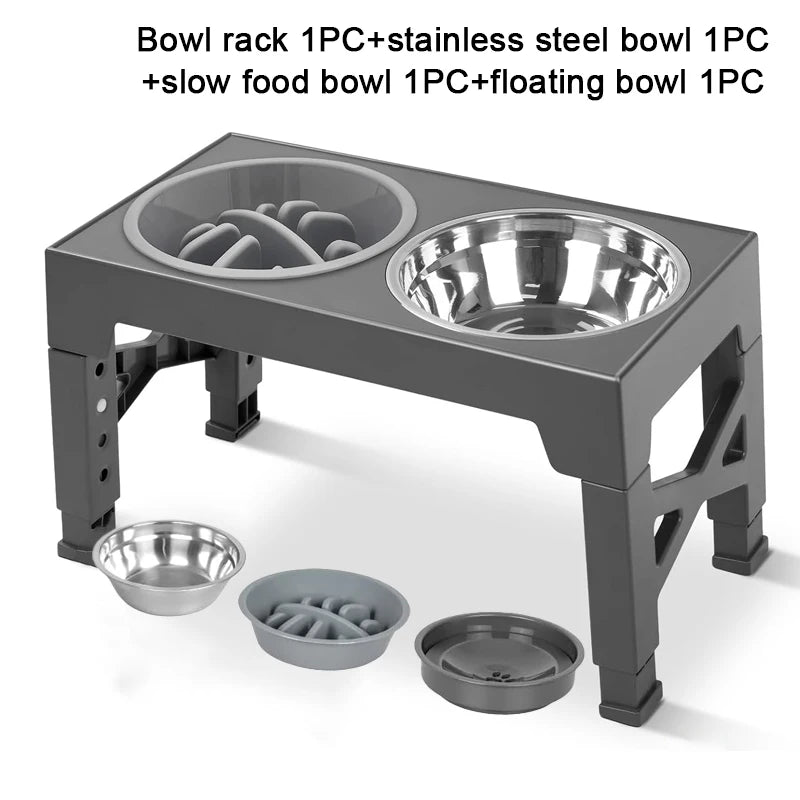 Adjustable Elevated Dog Feeder Raised Stand with Slow Feed & Water Bowls for Medium & Large Dogs - Paw Care USA