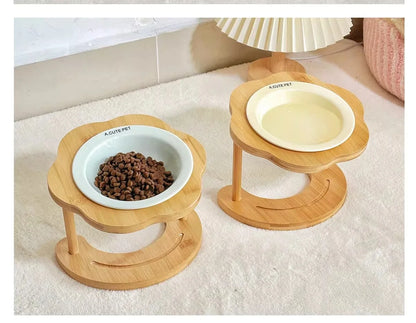 Ceramic Elevated Cat Bowl Anti-Spill & Neck Protection - Paw Care USA