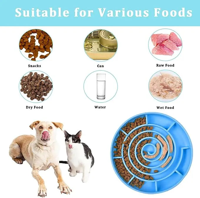 Anti-Slip Slow Feeder Bowl – Anti-Knockover Silicone Food Plate for Cats & Puppies - Paw Care USA