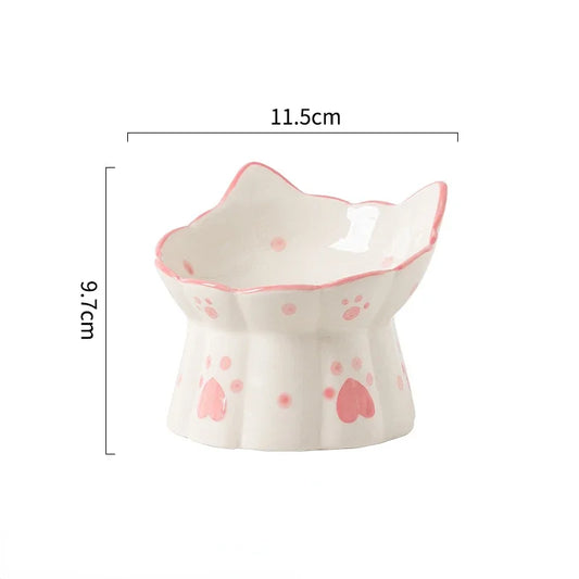 Ceramic Cat Bowl Elevated Feeder for Small Pets & Puppies - Paw Care USA