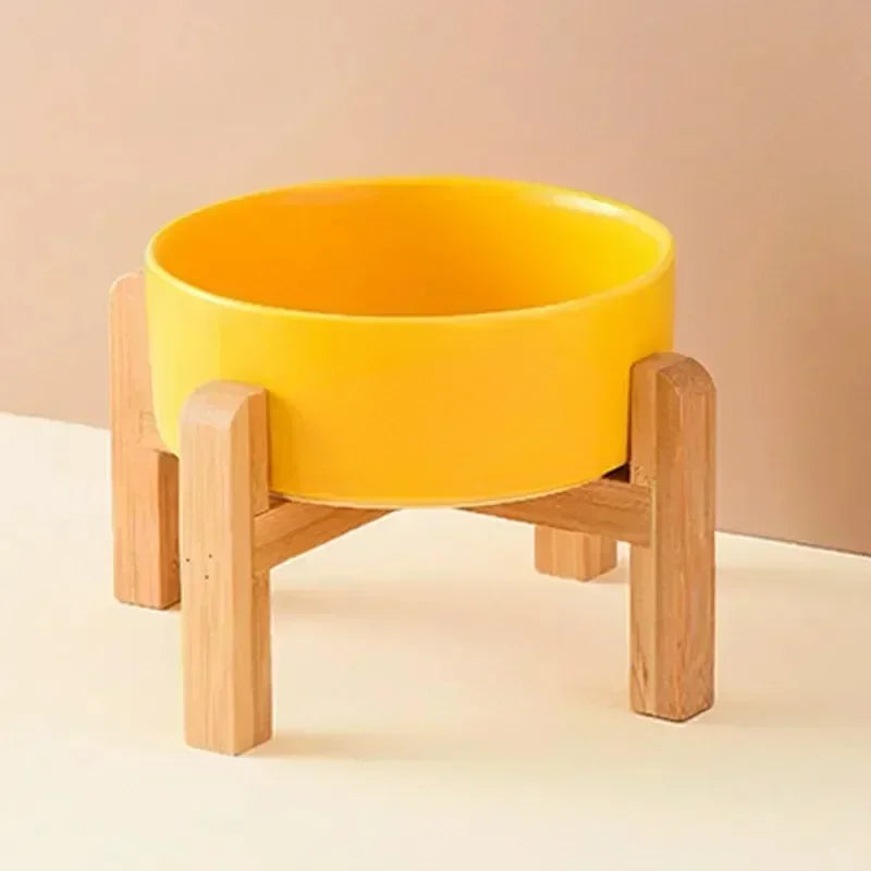 Large Ceramic Dog Bowls with Wooden Stand – 1800ml Elevated Feeder for Small to Large Pets - Paw Care USA