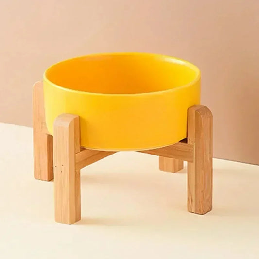 Large Ceramic Dog Bowls with Wooden Stand – 1800ml Elevated Feeder for Small to Large Pets - Paw Care USA