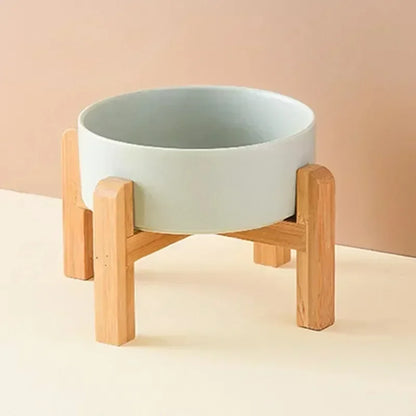 Large Ceramic Dog Bowls with Wooden Stand – 1800ml Elevated Feeder for Small to Large Pets - Paw Care USA