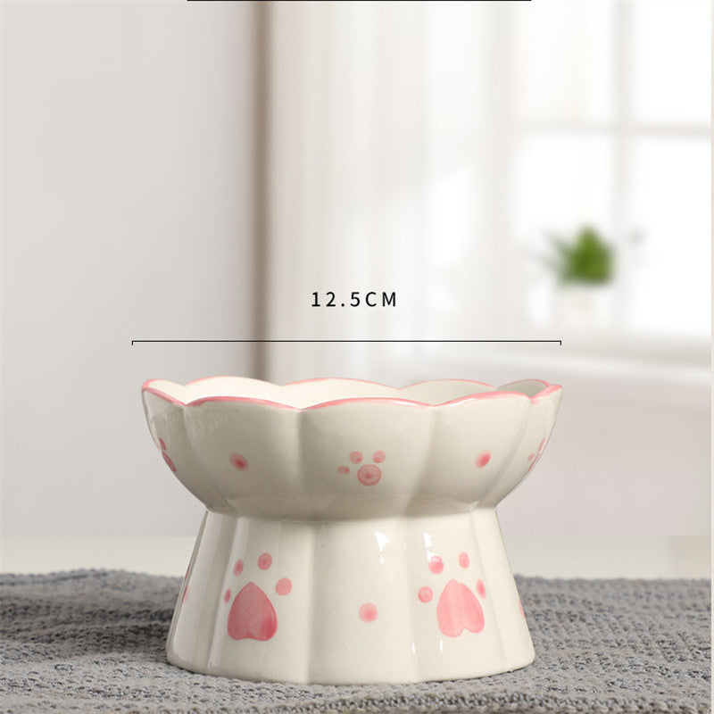 Ceramic Cat Bowl Elevated Feeder for Small Pets & Puppies - Paw Care USA