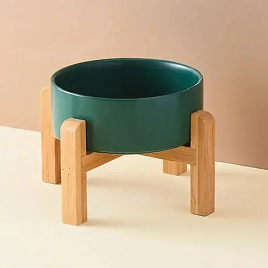 Large Ceramic Dog Bowls with Wooden Stand – 1800ml Elevated Feeder for Small to Large Pets - Paw Care USA