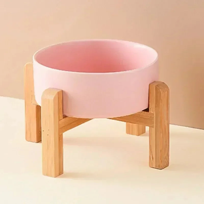 Large Ceramic Dog Bowls with Wooden Stand – 1800ml Elevated Feeder for Small to Large Pets - Paw Care USA