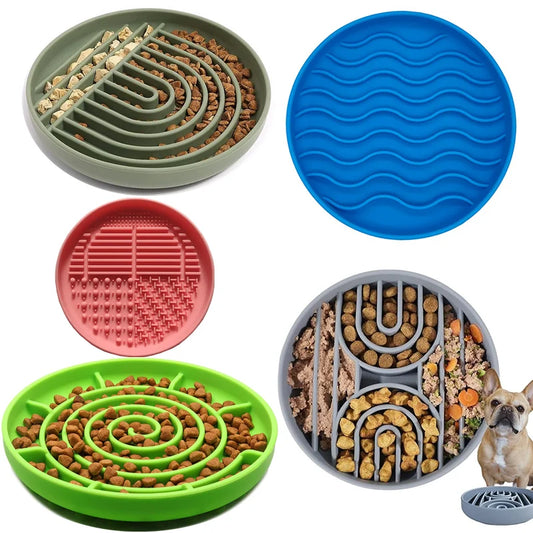Anti-Slip Slow Feeder Bowl – Anti-Knockover Silicone Food Plate for Cats & Puppies - Paw Care USA
