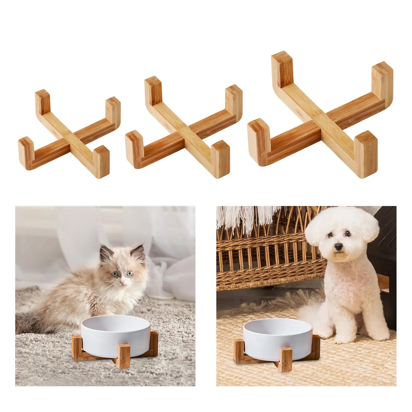 Elevated Wooden Pet Bowl Stand – Slow Feeder for Cats & Dogs - Paw Care USA