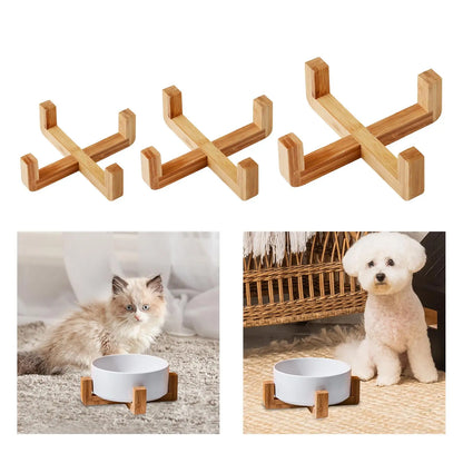 Elevated Wooden Pet Bowl Stand – Slow Feeder for Cats & Dogs - Paw Care USA