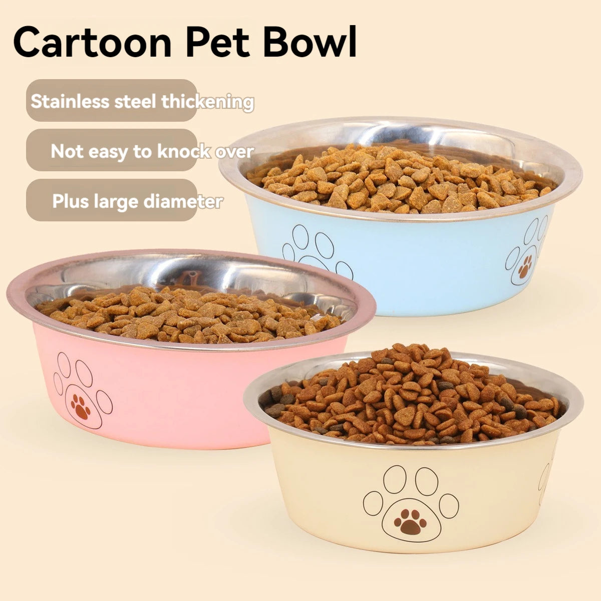 Durable Stainless Steel Pet Bowl – Cute Anti-Skid Design for Cats & Dogs - Paw Care USA