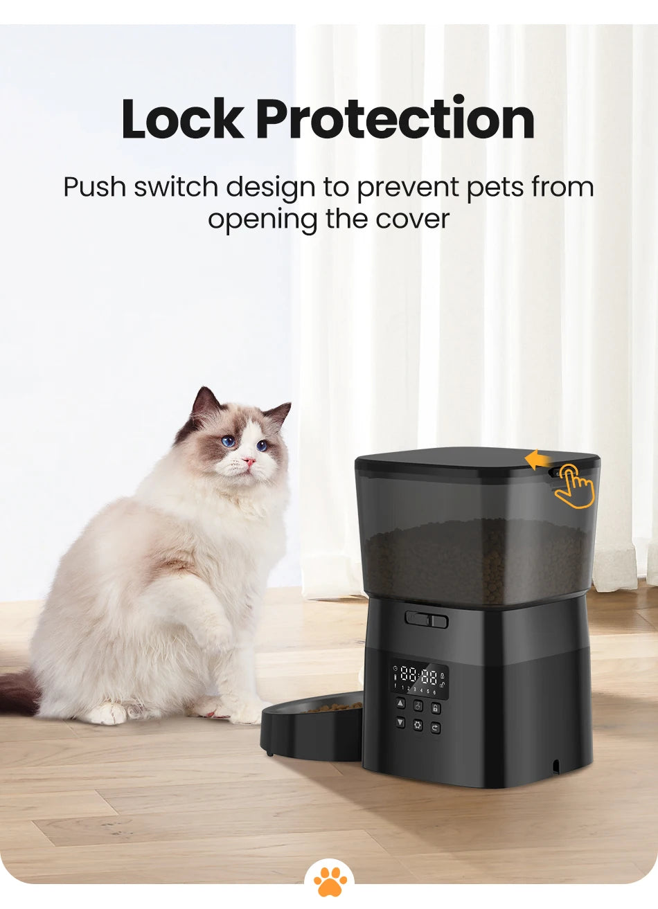 Automatic Cats Dog Pet Feeder Button Version Auto Food Dispenser Smart Control - Paw Care USA