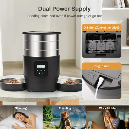 Smart WiFi Automatic Pet Feeder 4.5L Food Dispenser with Dual Stainless Steel Bowls - Paw Care USA