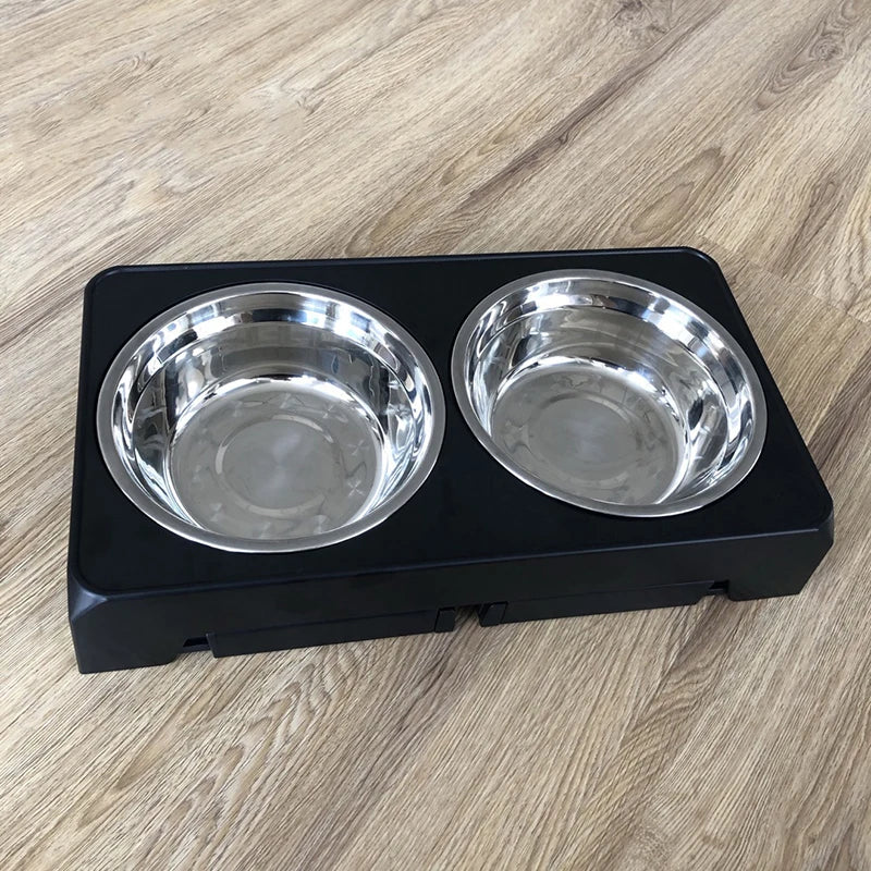 Adjustable Elevated Dog Feeder Double Stainless Steel Bowls for All Sizes - Paw Care USA