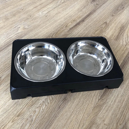 Adjustable Elevated Dog Feeder Double Stainless Steel Bowls for All Sizes - Paw Care USA