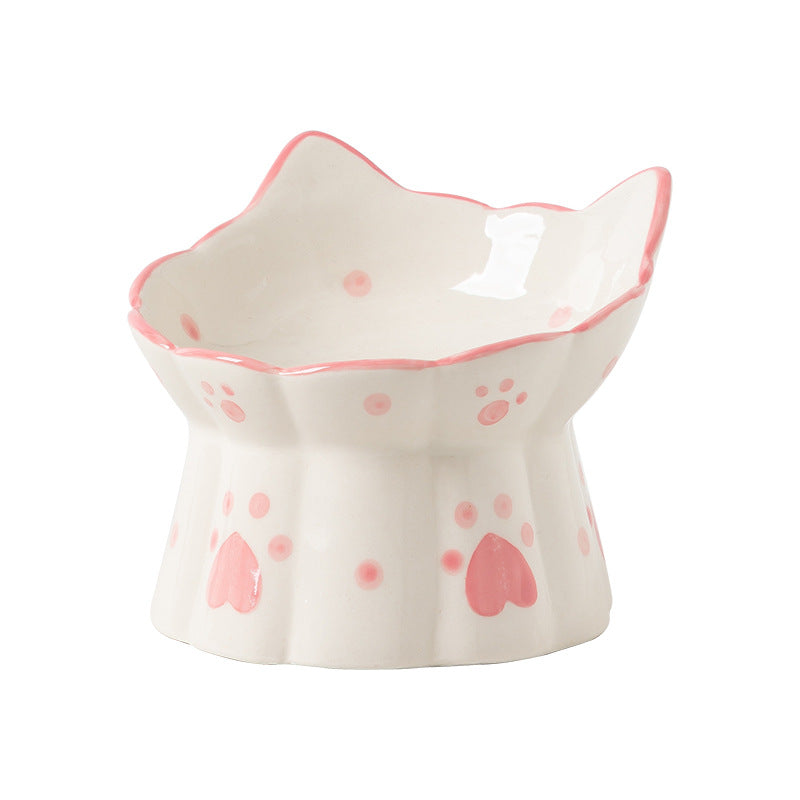 Ceramic Cat Bowl Elevated Feeder for Small Pets & Puppies - Paw Care USA