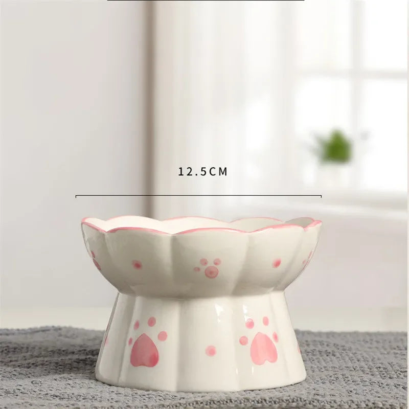 Ceramic Cat Bowl Elevated Feeder for Small Pets & Puppies - Paw Care USA