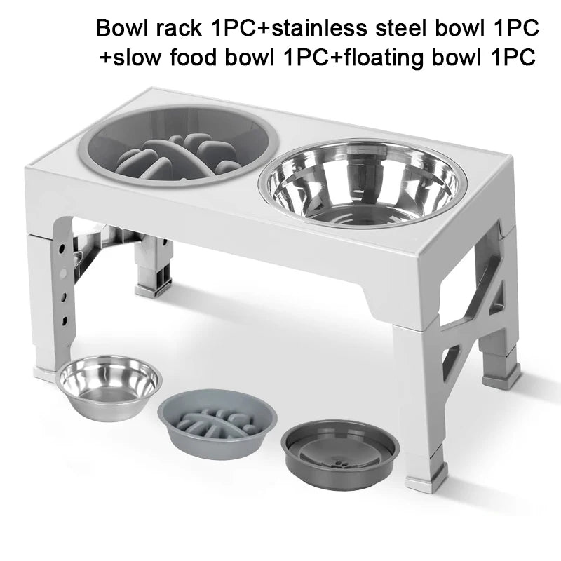 Adjustable Elevated Dog Feeder Raised Stand with Slow Feed & Water Bowls for Medium & Large Dogs - Paw Care USA