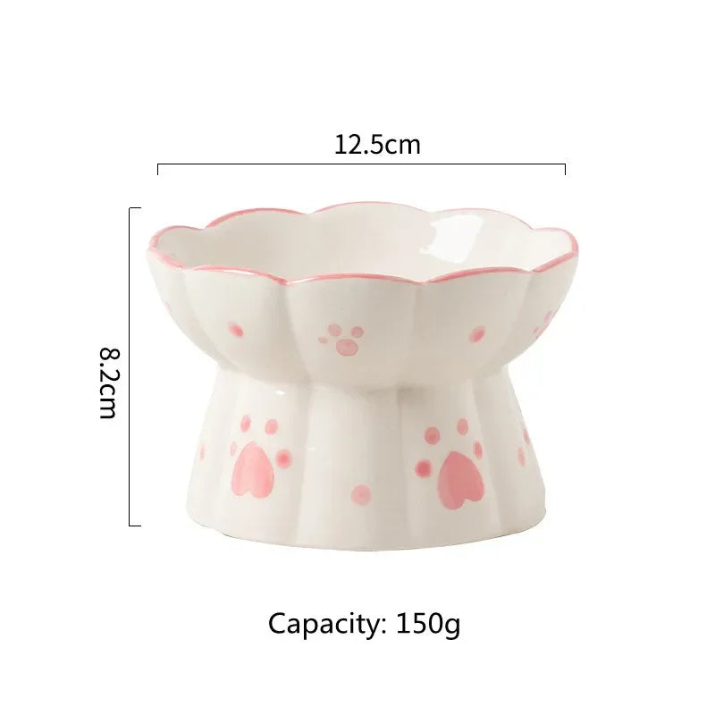 Ceramic Cat Bowl Elevated Feeder for Small Pets & Puppies - Paw Care USA