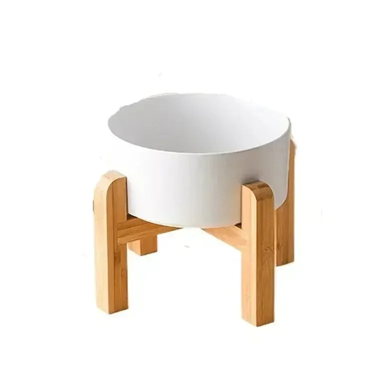 Large Ceramic Dog Bowls with Wooden Stand – 1800ml Elevated Feeder for Small to Large Pets - Paw Care USA
