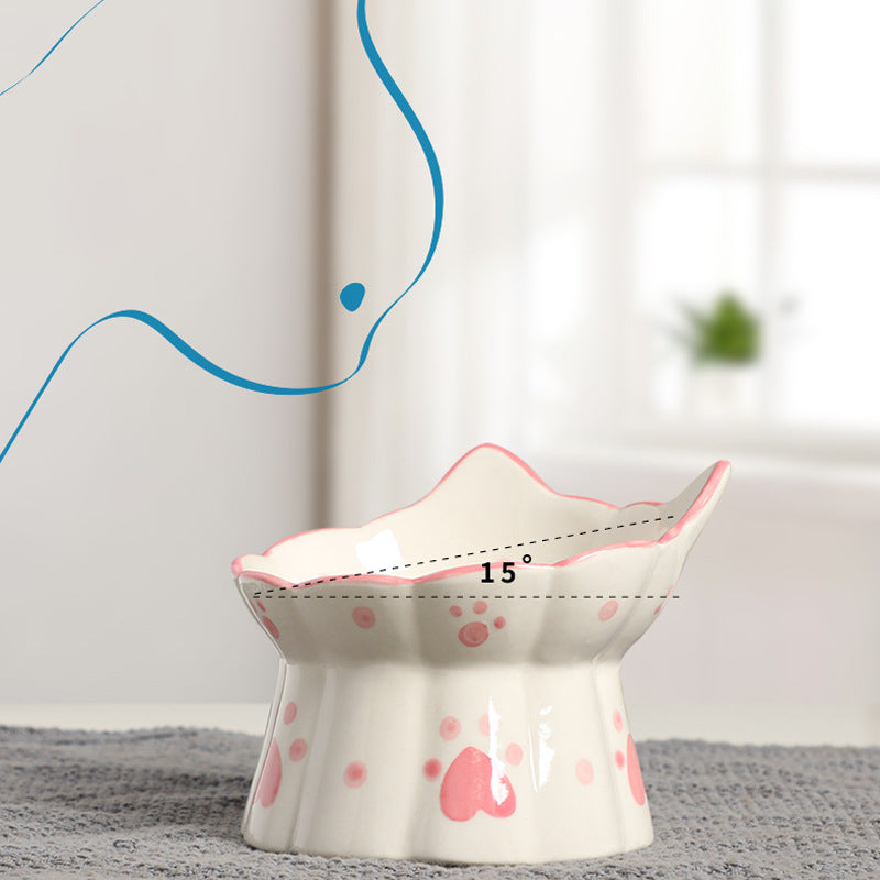 Ceramic Cat Bowl Elevated Feeder for Small Pets & Puppies - Paw Care USA