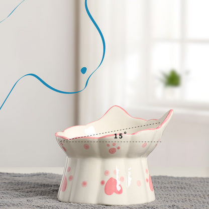 Ceramic Cat Bowl Elevated Feeder for Small Pets & Puppies - Paw Care USA
