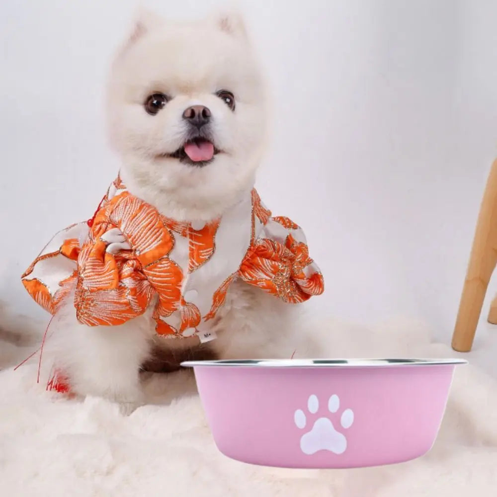 Large Stainless Steel Non-Slip Dog Bowl Pet Feeder with Cute Paw Design for Cats & Dogs - Paw Care USA