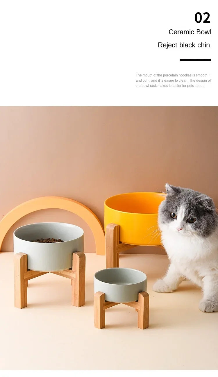 Large Ceramic Dog Bowls with Wooden Stand – 1800ml Elevated Feeder for Small to Large Pets - Paw Care USA