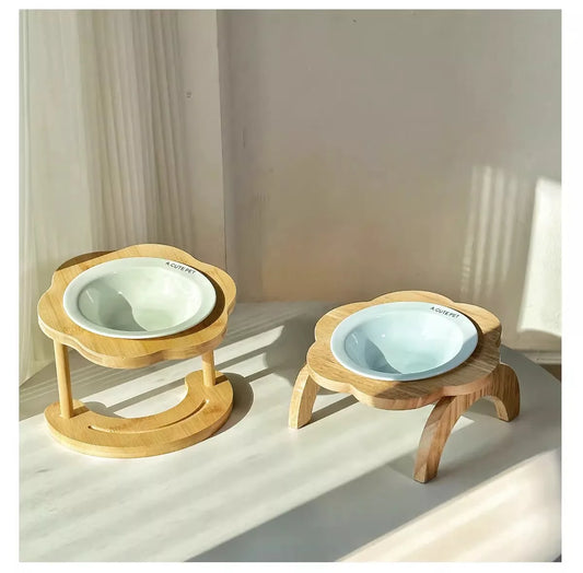 Ceramic Elevated Cat Bowl Anti-Spill & Neck Protection - Paw Care USA