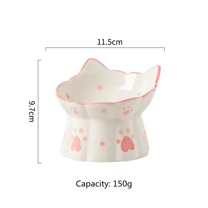 Ceramic Cat Bowl Elevated Feeder for Small Pets & Puppies - Paw Care USA