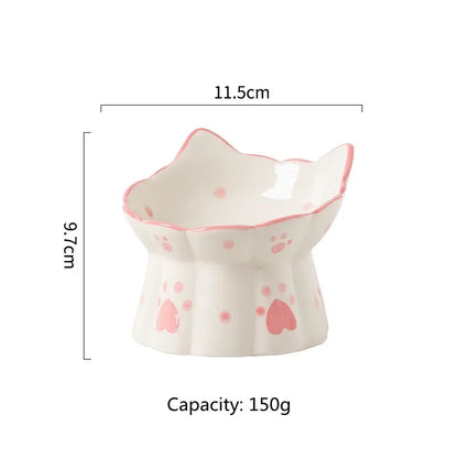 Ceramic Cat Bowl Elevated Feeder for Small Pets & Puppies - Paw Care USA