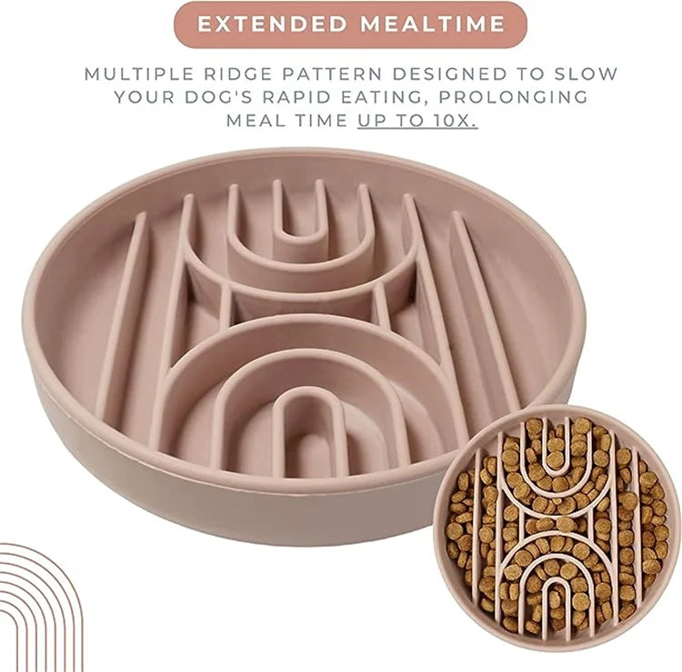 Anti-Slip Slow Feeder Bowl – Anti-Knockover Silicone Food Plate for Cats & Puppies - Paw Care USA