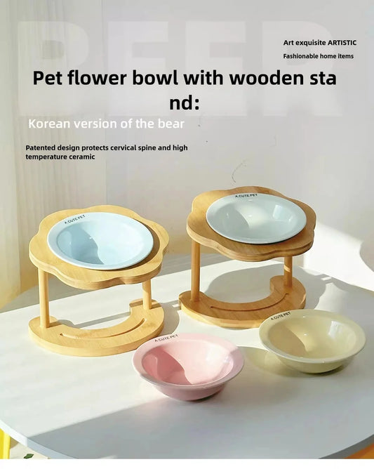 Ceramic Elevated Cat Bowl Anti-Spill & Neck Protection - Paw Care USA