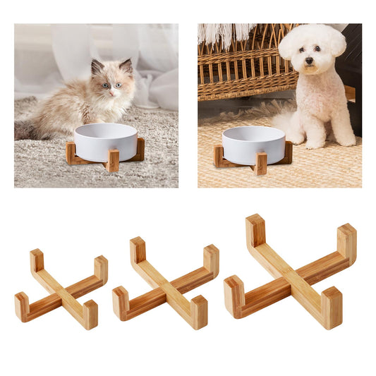 Elevated Wooden Pet Bowl Stand – Slow Feeder for Cats & Dogs - Paw Care USA