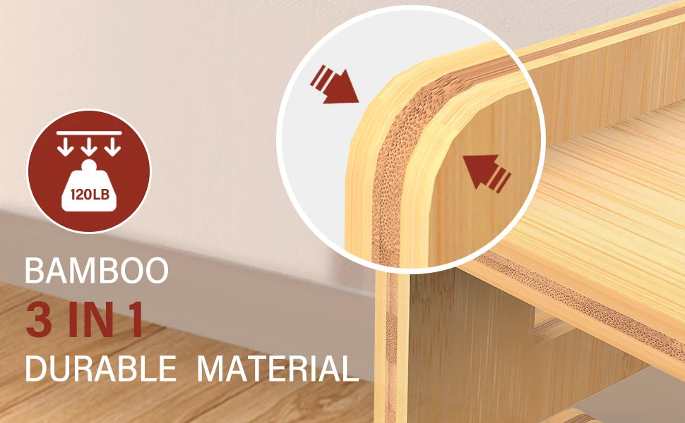 Elevated Dog & Cat Bowls Adjustable Bamboo Stand with Stainless Steel Feeder - Paw Care USA